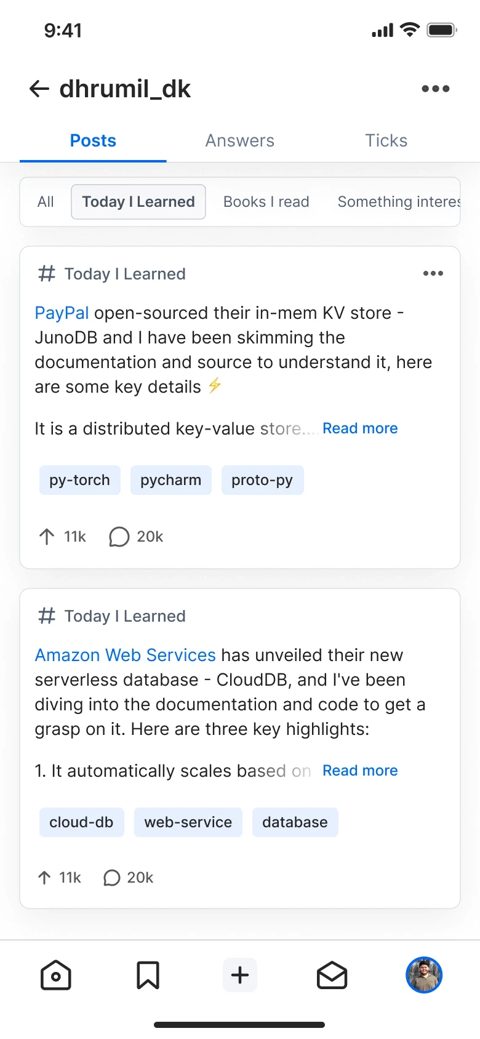 Home feed with trending questions and users